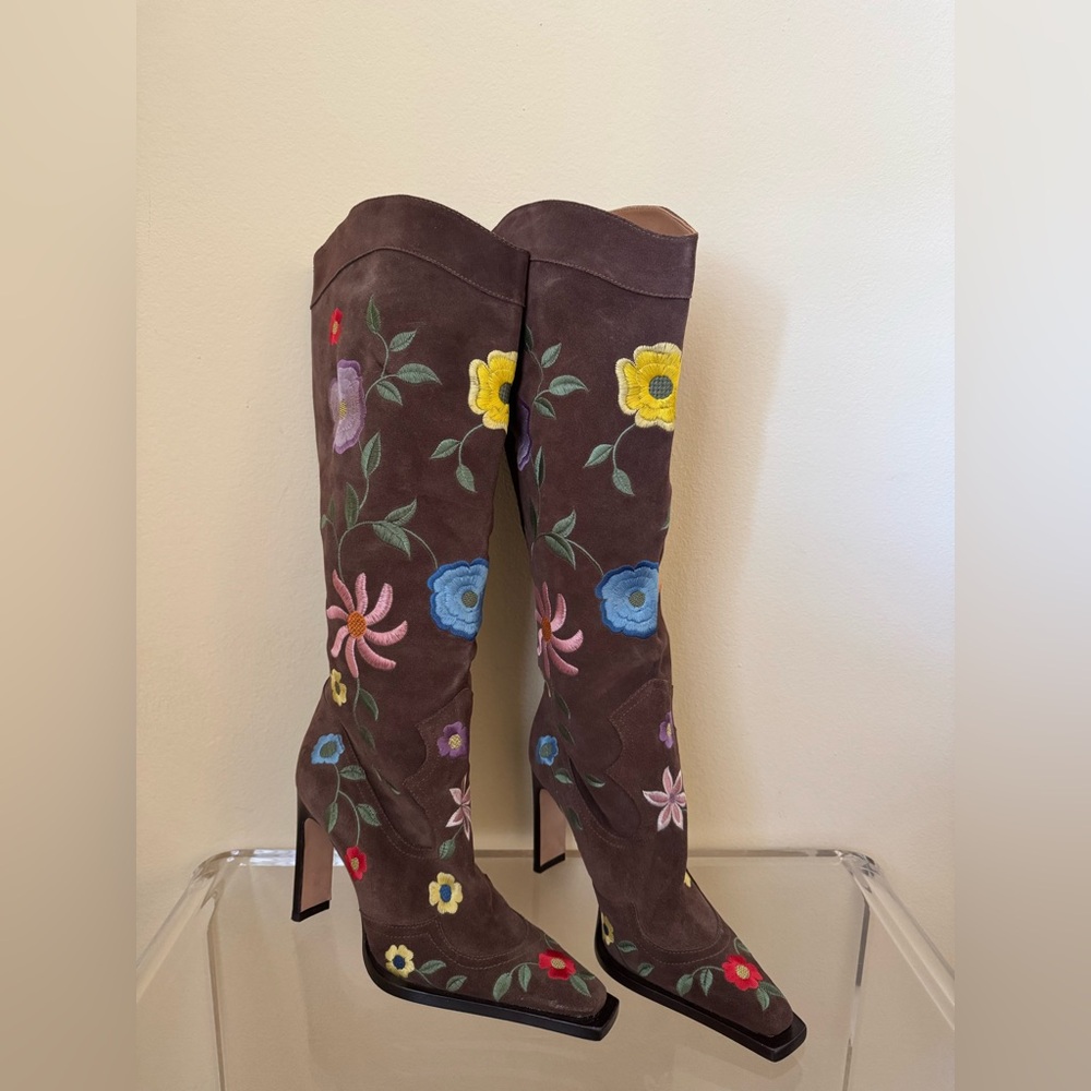 Total x Guizio Eternal Meadows Boots Floral Suede Brown 38 - Picture 2 of 15